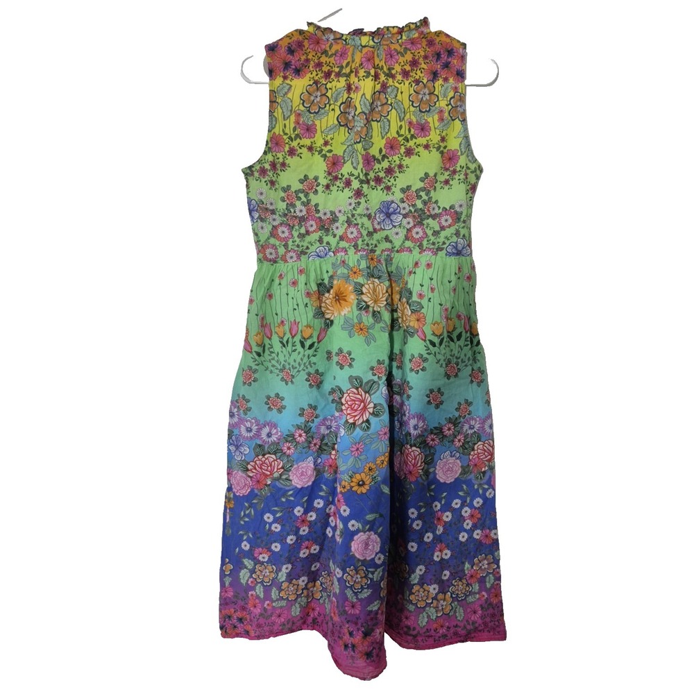 Johnny Was Dress Womens XS Multi Flower Print V Neck Sleeveless Fit & Flare Boho - Picture 2 of 5